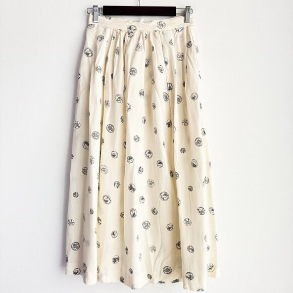 Perry Ellis Dresses & Skirts - Perry Ellis Portfolio Coin Print Silk Blend Midi Skirt 6